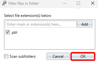 Select PBL File extensions