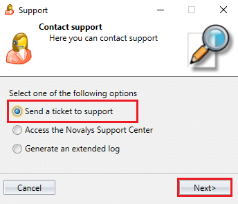 Contact Support Wizard in Visual Expert