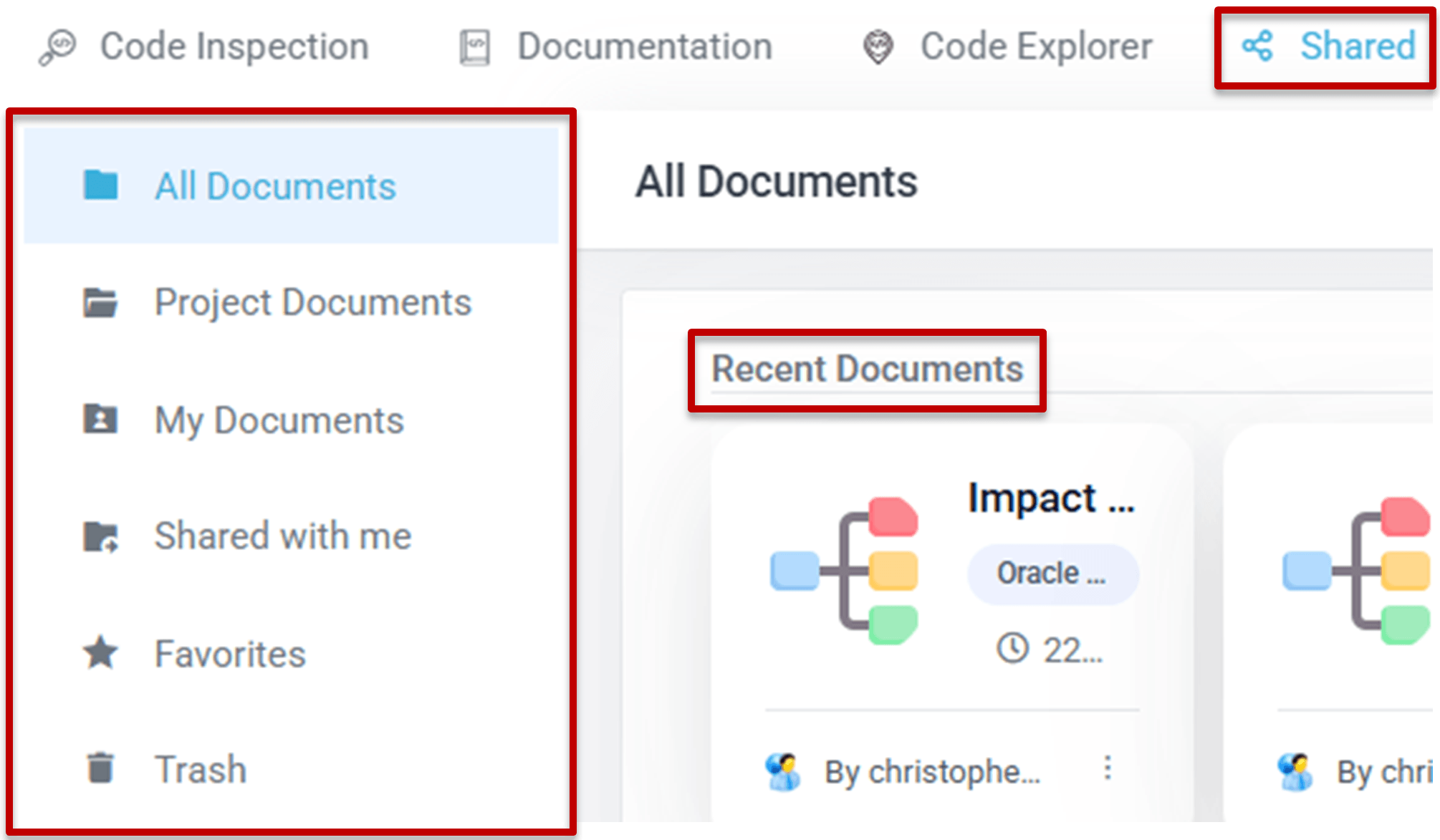 Shared categories and recent documents