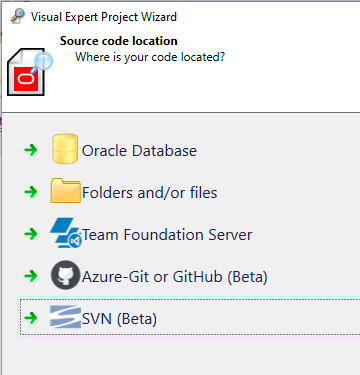 Select SVN for source code location