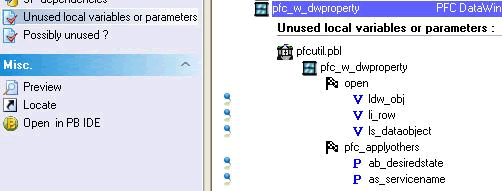 Unused local variables or parameters
