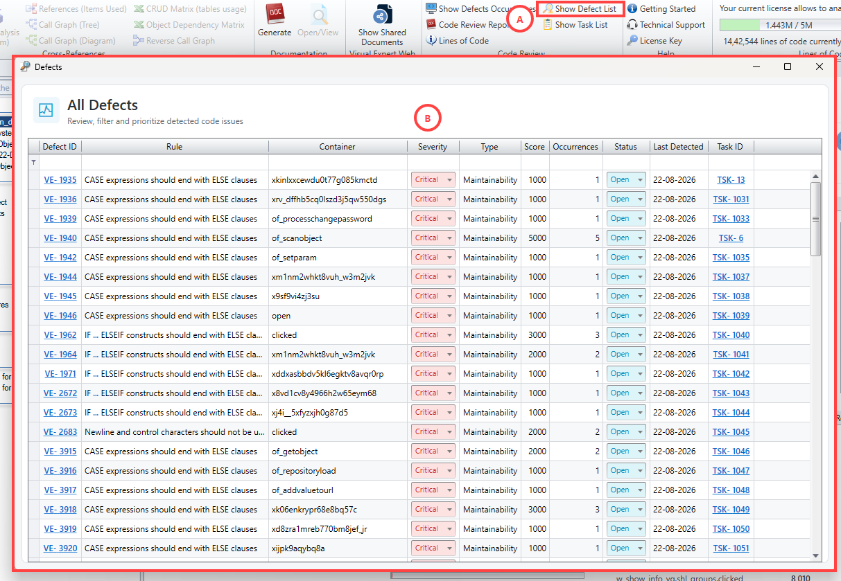 Defect & Task Management in Visual Expert Desktop