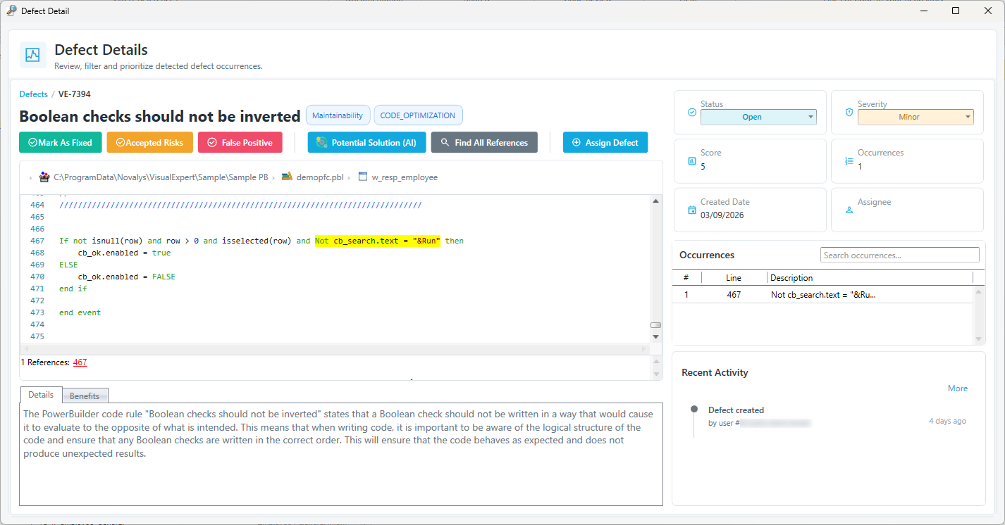 Defect & Task Management in Visual Expert Desktop