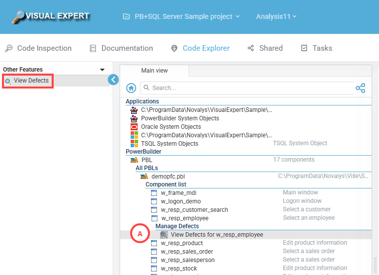 Finding defects from Code Explorer