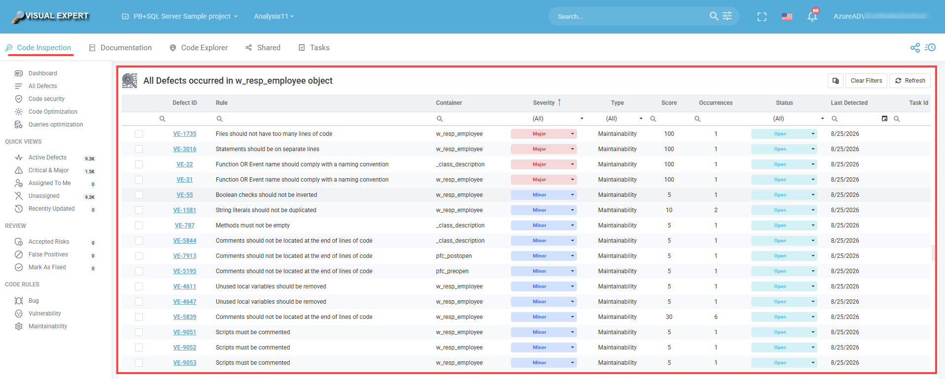 Finding defects from Code Explorer