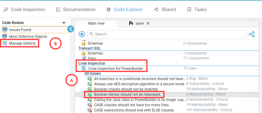 Finding defects from Code Explorer