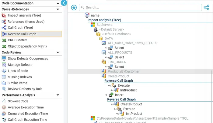 Reverse dependencies in Visual Expert Web