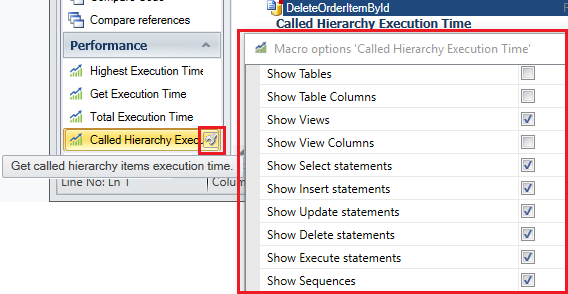 Customize the results of the called hierarchy execution time