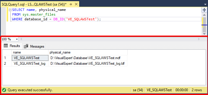 Verify query execution results