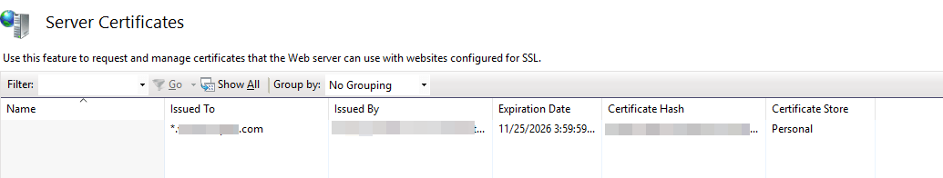 Verify Server Certificates on Dashboard