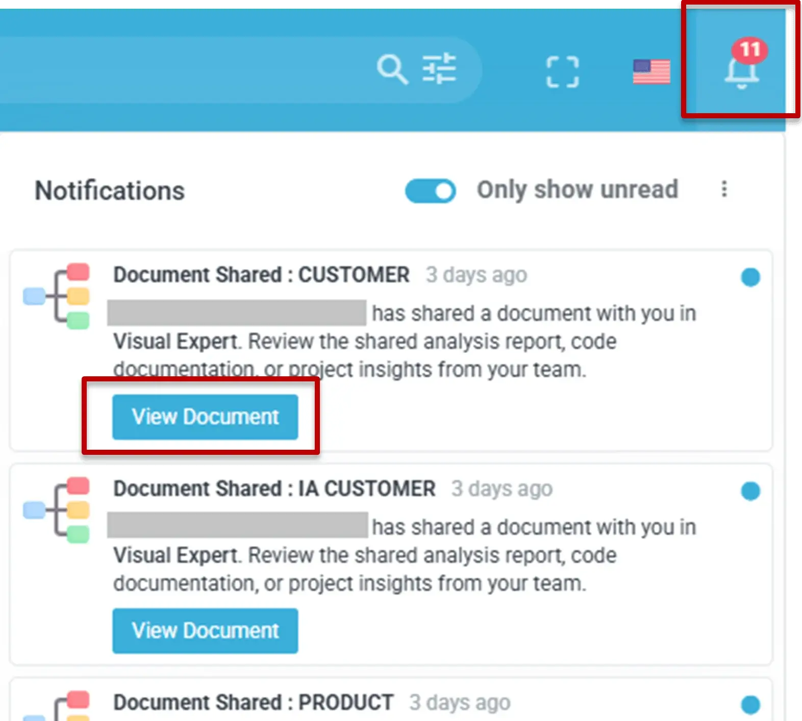 Consulter les notifications dans l'application et ouvrir des documents partagés